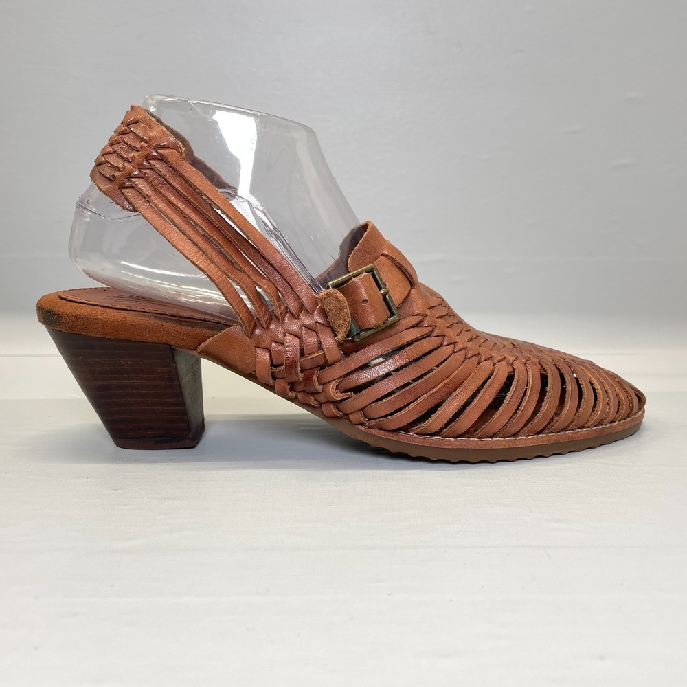 G.H. Bass Emmanuel Slingback Sandals Womens Size 11 M Brown Woven Leather Shoes
